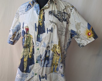 Home sewn Hawaiian style shirt. Star Wars pattern.
