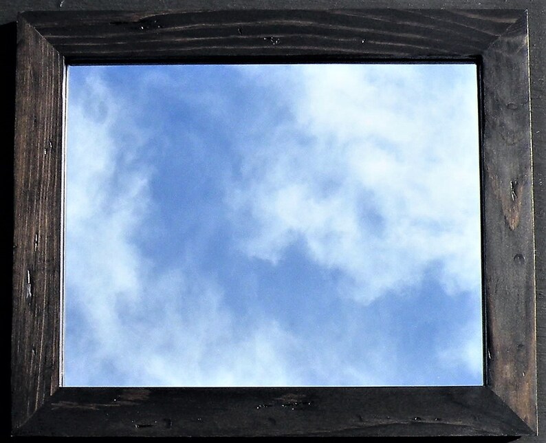 Black Rustic Pine Wood Framed Mirror Distressed Farmhouse Frame Primitive Ebony Stained