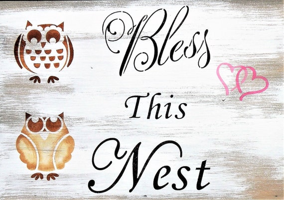 Bless This Nest Owl Painting Baby Owl Blessing Sign Rustic Etsy
