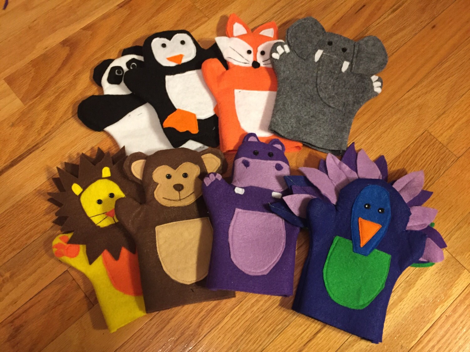 Zoo Animal Felt Hand Puppets for Children set of 8 puppets Etsy