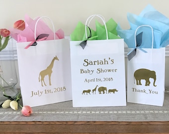 Golden Safari Favor Bags, Baby Shower Treat Bags, Personalized