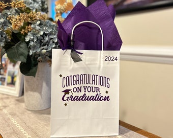 Custom Graduation Party Favor Bags, Ribbon & Tissue Set