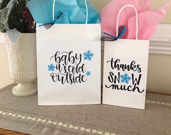 Baby It's Cold Outside Party Bag, Winter Wonderland Party Bag, Snowflake Party Bag, Onederland Favor Bag, Frozen Treat Bag