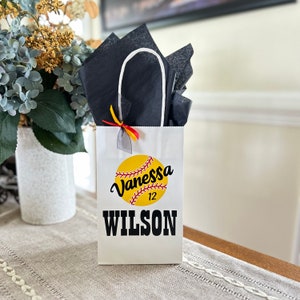 Softball Party Bag, Personalized Softball Team Party Favor Treat Gift Bag, Custom Softball Birthday Candy Goodie Bag, Softball Team Banquet