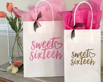 Sweet Sixteen Party Bag, 16th Birthday Favor Bag, Sweet 16 Birthday Party Bag, Sweet Sixteen Favor, Sweet Sixteen Treat Bag