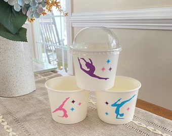 Gymnastics Snack Cups, Gymnastics Birthday Snack Cups, Gymnastics Birthday Party, Gymnastics Party Supplies, Tumbling 12 oz Custom Snack Cup