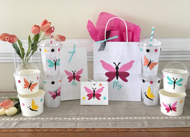 Butterfly Party Bag, Butterfly Birthday Bag, Butterfly Goody Bag, Butterfly Favor Bag, Butterfly Treat Bag, Custom Party image 3