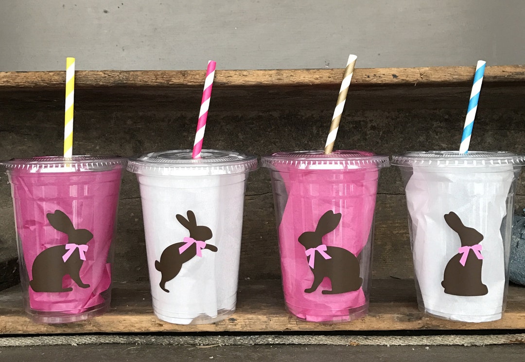 Bunny Party Cup, Rabbit Birthday Easter Drink Cup, 16oz Clear Plastic ...