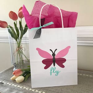 Butterfly Party Bag, Butterfly Birthday Bag, Butterfly Goody Bag, Butterfly Favor Bag, Butterfly Treat Bag, Custom Party image 1