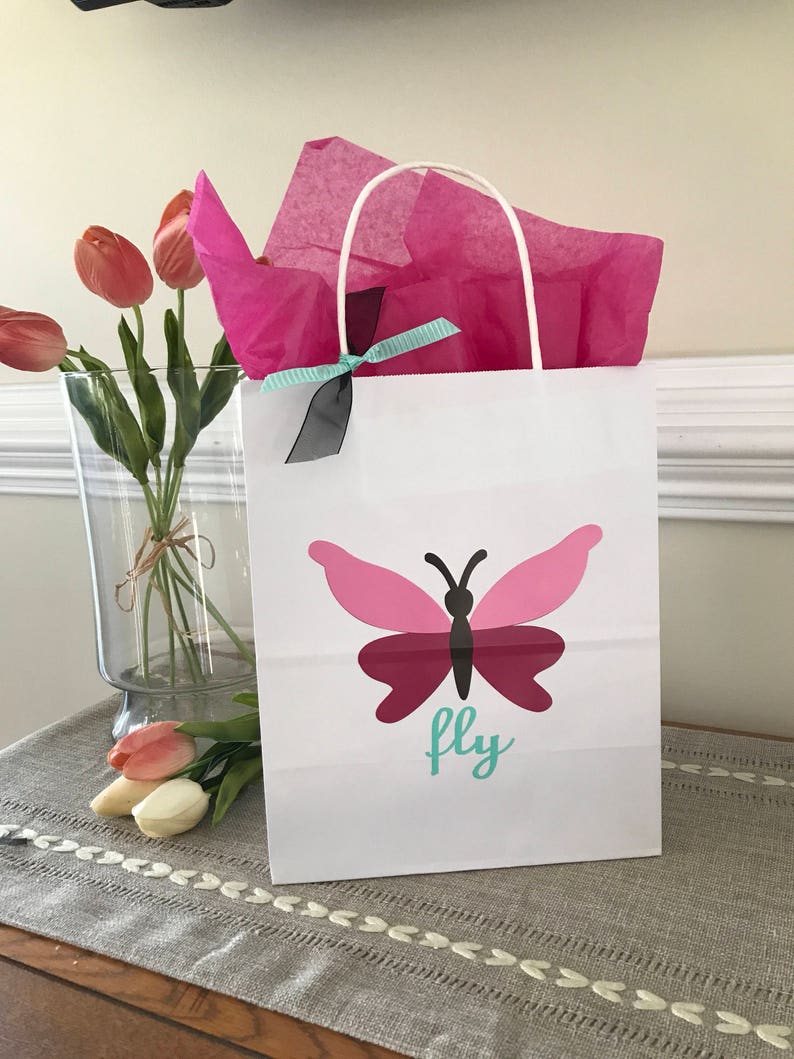 Butterfly Party Bag, Butterfly Birthday Bag, Butterfly Goody Bag, Butterfly Favor Bag, Butterfly Treat Bag, Custom Party image 1