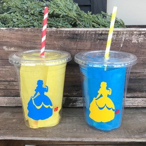 Beauty and the Beast Party Cup, Belle Party Cup, Belle Birthday Party Favor, 16 oz Clear Cup, Green Product Eco-Friendly, Biodegradable Cup