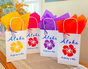 Aloha Custom Birthday Bag, Luau Birthday Party Bag, Hawaiian Favor Bag, Aloha Birthday Favor Bag, Luau Party Supply, Custom Personalized Bag