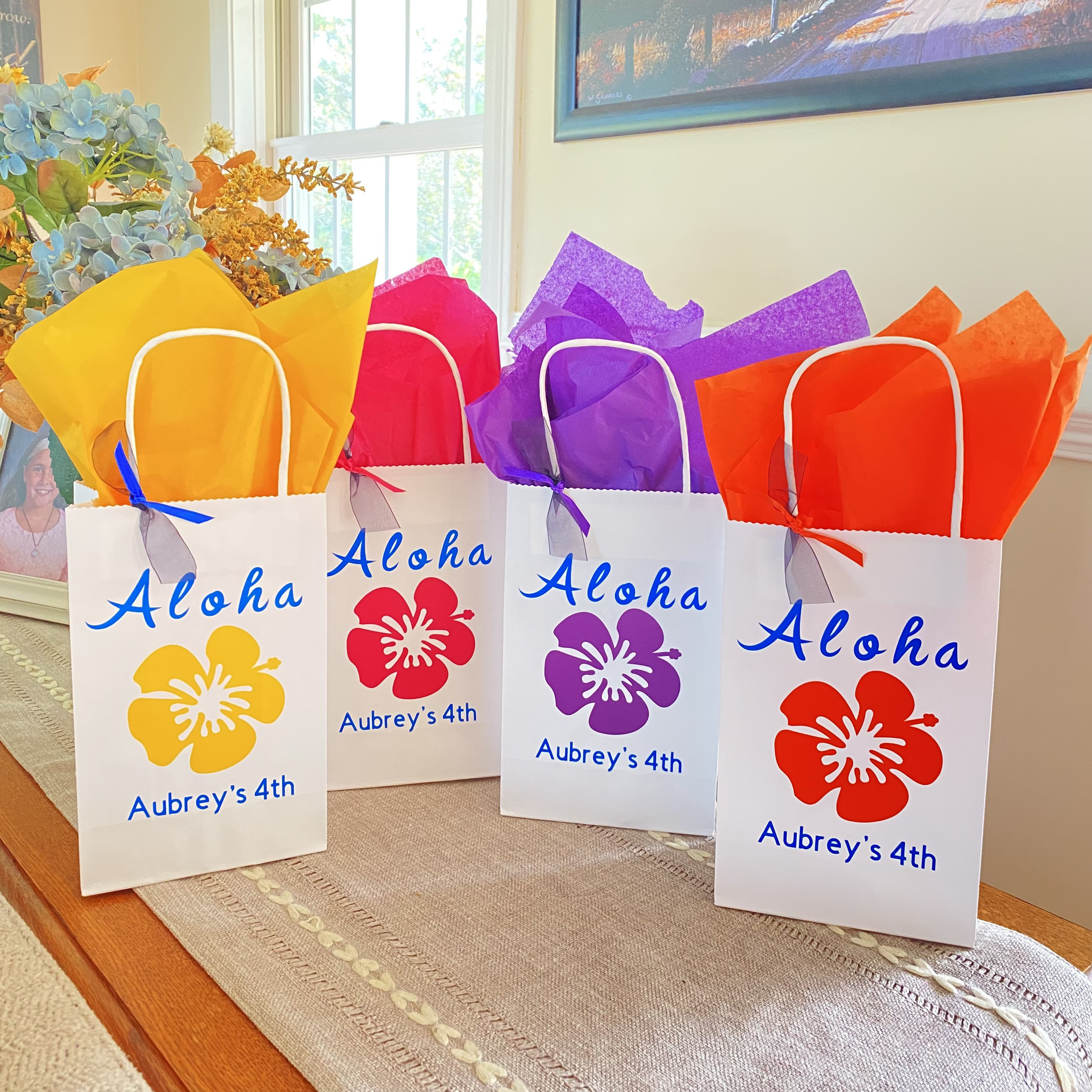 Aloha Custom Birthday Bag, Luau Birthday Party Bag, Hawaiian Favor