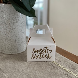 Sweet Sixteen Gable Small Box, Sweet Sixteen Party Favor, Sweet Sixteen Birthday Party Favor, Sweet Sixteen Party Supplies, Sweet 16 Party