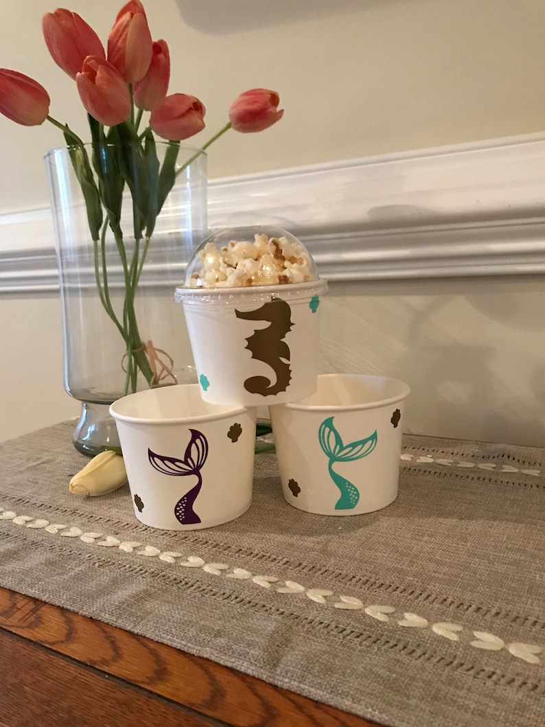 Favor Little Mermaid Ice Cream Cup Mermaid Snack Cup Little Mermaid Birthday Treat Cup Ships in 2-5 days