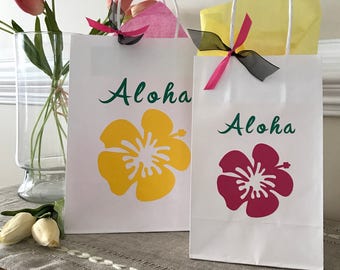 Hawaiian Party Bag, Aloha Birthday Bag, Luau Birthday Party Bag, Hawaiian Wedding Favor Bag, Aloha Wedding Favor Bag, Luau Party Supplies