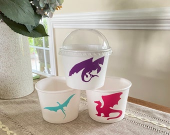 Girl Dragon Party Snack Cup, Dragon Birthday 12 oz. Party Snack Cup, Knights and Dragon party, Knights party, Dragon party Supply