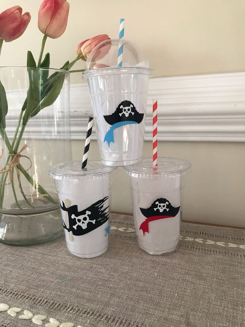 Sets include GiftFavor Bags Nautical Party Pirate Party Set FREE SHIPPING Drink Cups /& Snack Cup Kids Pirate Birthday