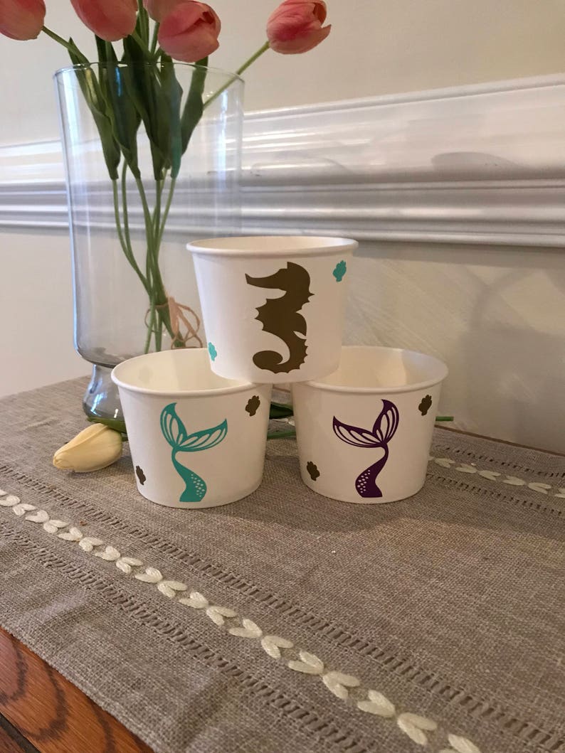 Favor Little Mermaid Ice Cream Cup Mermaid Snack Cup Little Mermaid Birthday Treat Cup Ships in 2-5 days