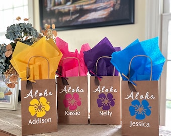 Aloha Custom Gift Bag, Luau Birthday Party Bag, Hawaiian Favor Bag, Aloha Birthday Favor Bag, Luau Party Supply, Custom Personalized Bag