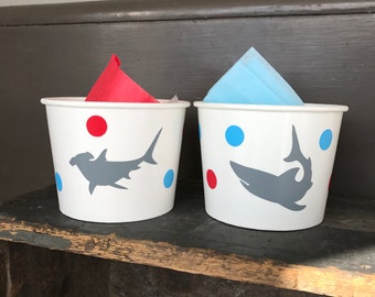 Shark Party Snack Cup, Shark Birthday Party Snack Cup, Shark Baby Shower, Shark Party, Shark Popcorn Cup, 12 oz. Snack Cups