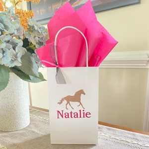 Glitter Horse Party Custom Gift Bag, Cowgirl Party Bag, Horse Birthday Party, Pony Treat Bag, Horse Party Favor, Derby Party, Equestrian