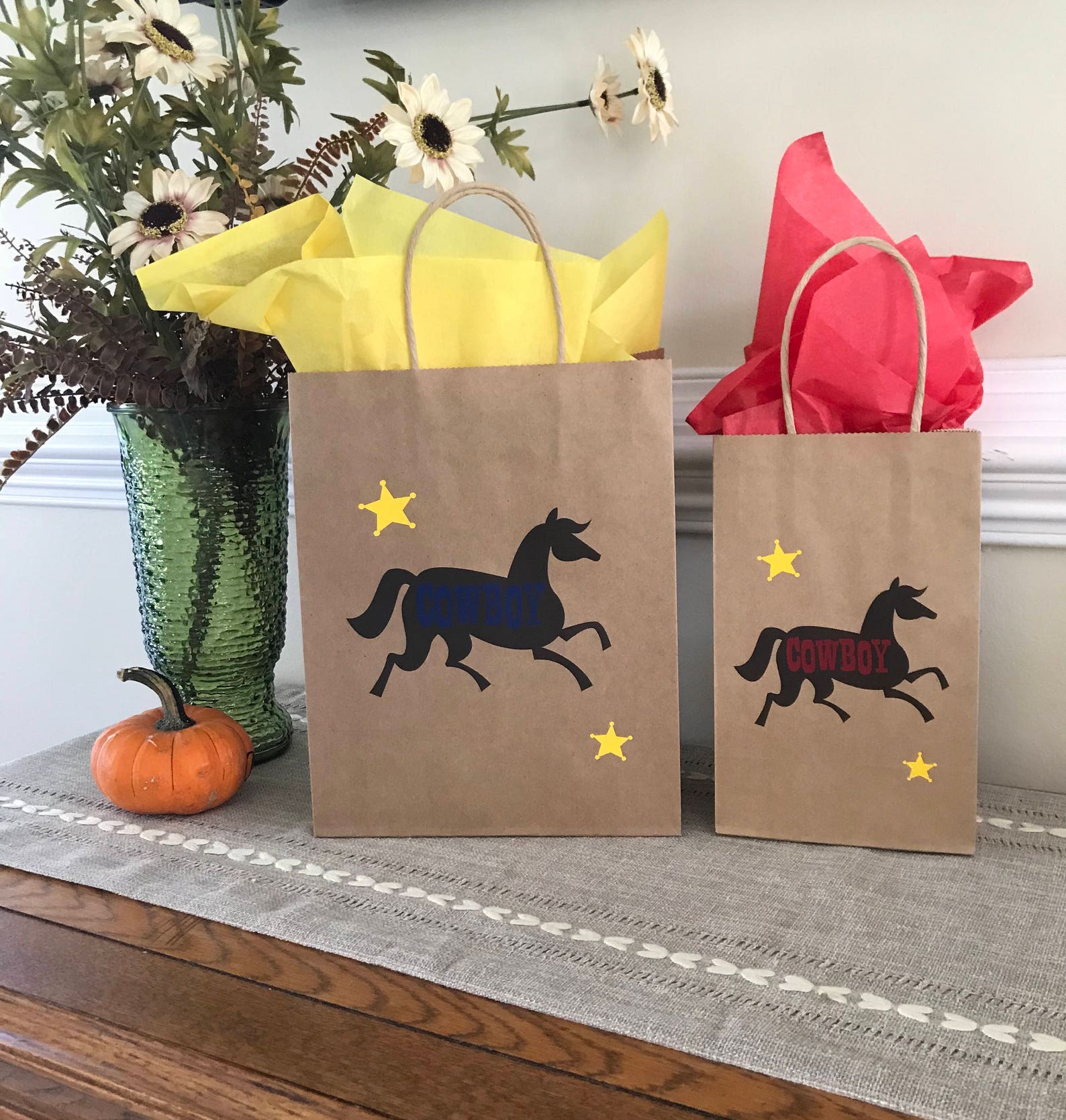 Cowboy Gift Bag Cowboy Birthday Bag Horse Party Bag Western Etsy