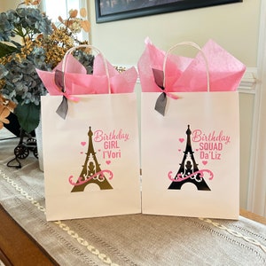 Paris Party Birthday Party Bag, Paris Birthday Squad Party Favor Bag, Paris Birthday Girl Treat bag, Paris Eiffel Tower Party Supplies