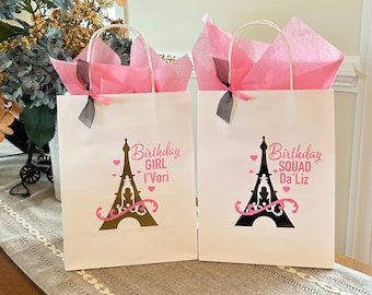 Paris Birthday Party Favor Bags, Eiffel Tower, Squad Treat Bags