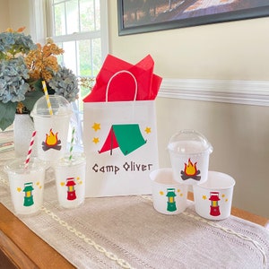 Camping Party Set, Camping Birthday Party Supplies, Hunting Birthday Supplies, Scout Party Treat Bag, Camping Drink Cup, Camping snack cups