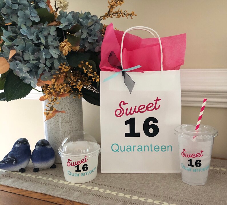 Sweet Sixteen Ships 2-5 Days! Sweet 16 Birthday Party Bag 16th Birthday Favor Bag Quarantine Birthday Sweet 16 Quaranteen Party Bag