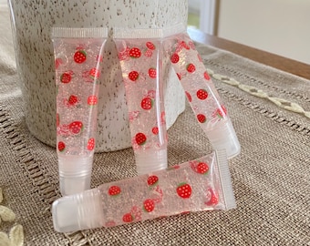 Strawberry Flavored Lip Gloss, Vegan Coconut Oil Infused
