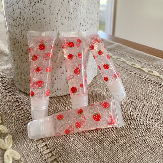 Red Strawberry Lip Gloss Strawberry Clear Dented Lip Gloss Etsy