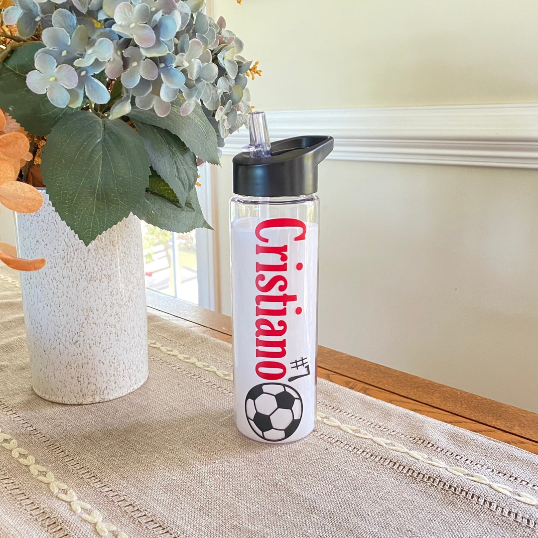 Personalized Soccer Water Bottle, 24oz Plastic Titan Bottle With Straw ...