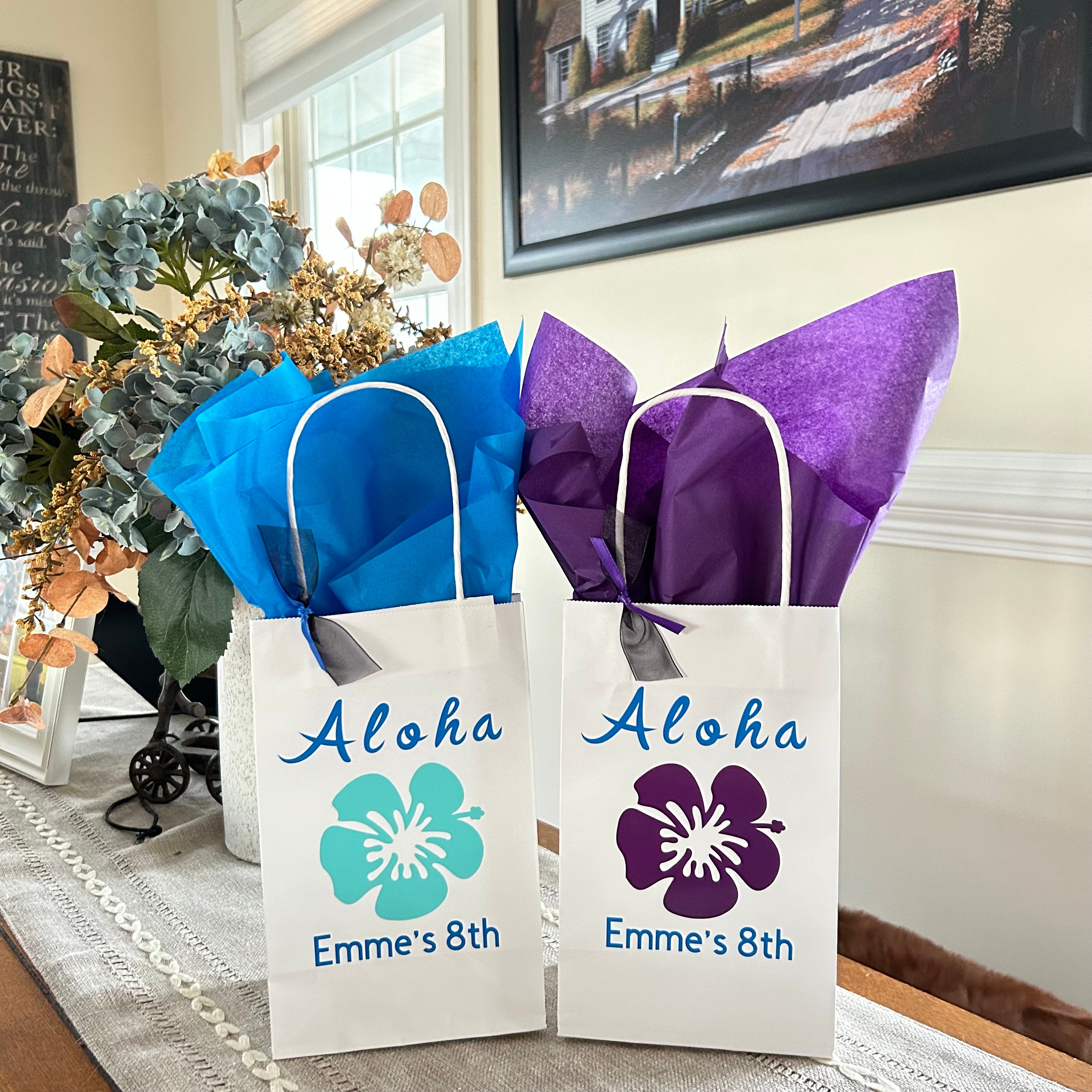 50 Hawaii Goodie Bags - Tropische Blumen Geschenktüten Für Luau Party