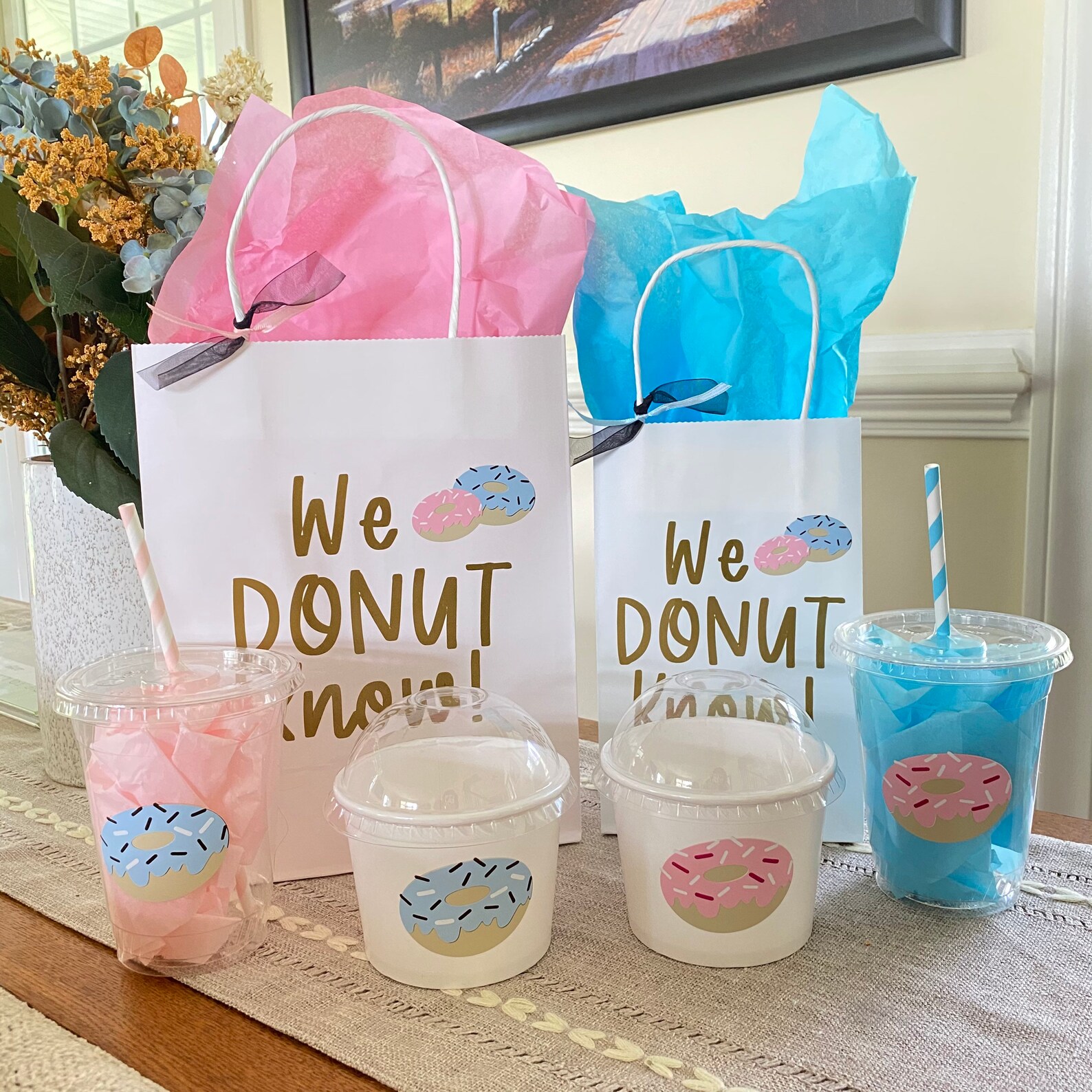 Gender Reveal Party Bag We Donut Know Party Favor Bag Donut Etsy