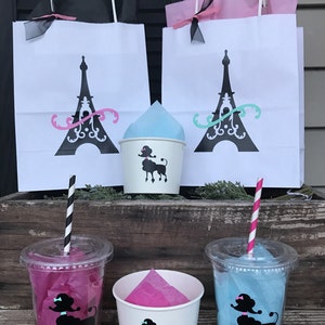 Paris Party Snack Cup, Poodle's and Paris Birthday Supplies, Poodle Birthday Party, Poodle Party Supplies, Party Ice Cream Cup, Popcorn Cup image 2