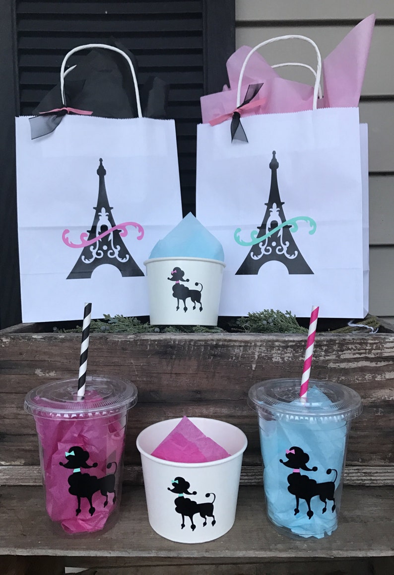 Paris Party Snack Cup, Poodle's and Paris Birthday Supplies, Poodle Birthday Party, Poodle Party Supplies, Party Ice Cream Cup, Popcorn Cup image 2