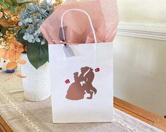 Rose Gold Beauty and the Beast Party Bag, Beauty and the Beast Birthday Bag, Belle Treat Bags, Beauty and the Beast Wedding Favor Bags