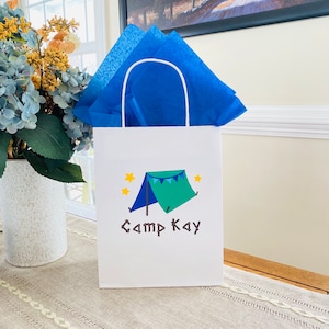 Custom Camping Party Bags, Personalized Boy Scout Gift Bags, Tent Party Bag, Glamping  Favor Party, Camping Birthday Party Favor Bag
