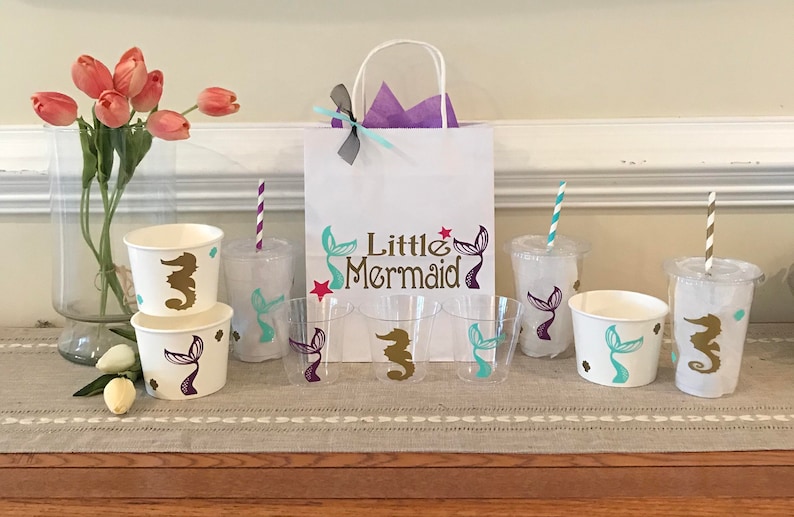 Favor Little Mermaid Ice Cream Cup Mermaid Snack Cup Little Mermaid Birthday Treat Cup Ships in 2-5 days