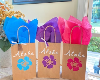 Aloha Party Bag, Hawaiian Birthday Bag, Luau Birthday Party Bag, Hawaiian Wedding Favor Bag, Aloha Wedding Favor Bag, Luau Party Supplies