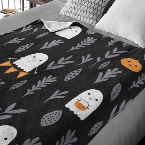 Cute Halloween Blanket Pumpkin Ghost Blanket Fluffy Plush Etsy