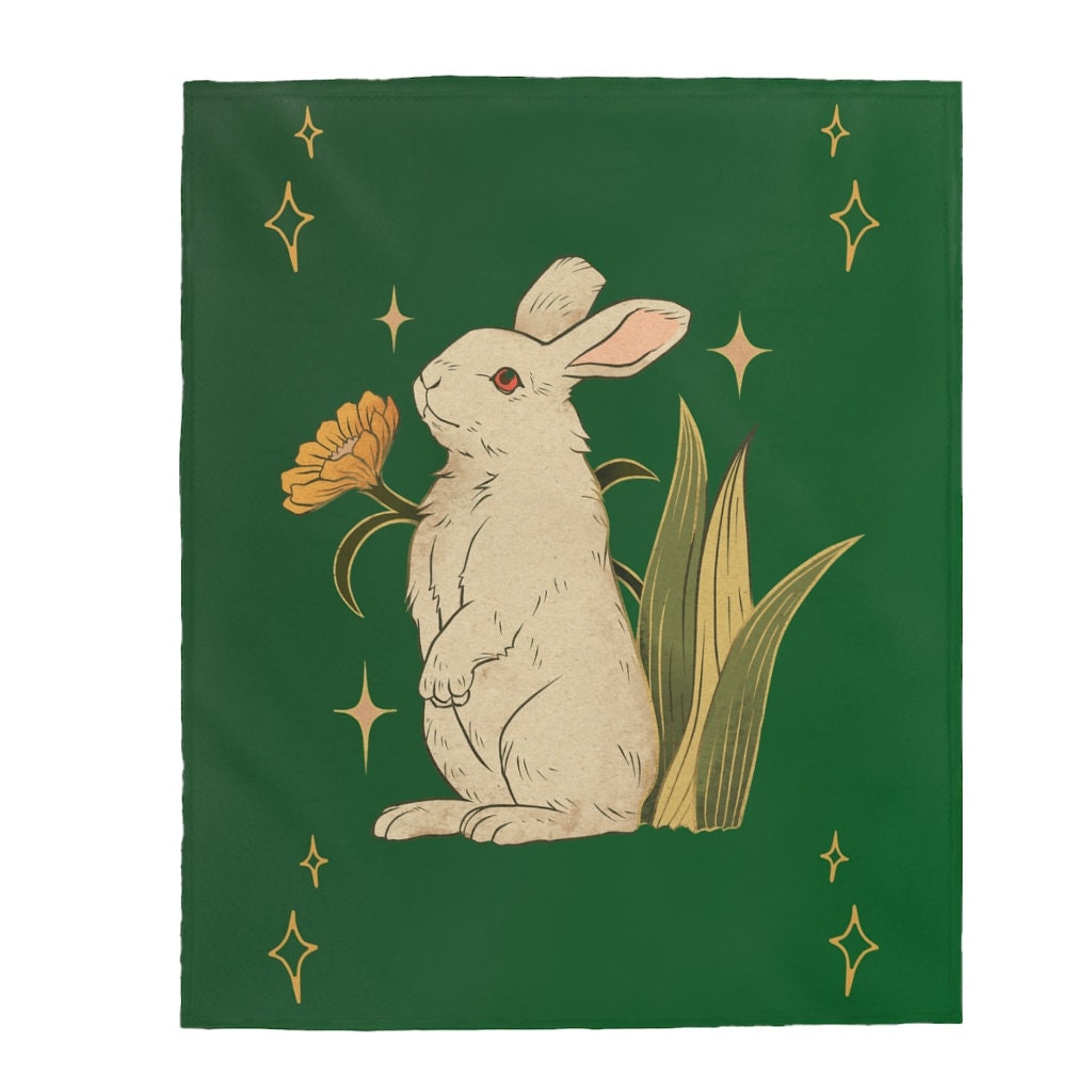 Rabbit Blanket Very Soft Bunny Blanket Cottagecore Velveteen Etsy