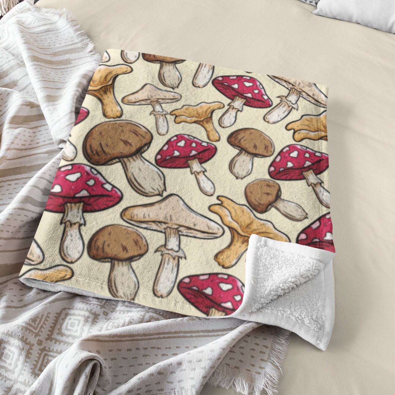 Cottagecore Décor Mushroom Throw Blanket very soft Etsy