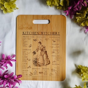 Kitchen Witchery, Kitchen Witch, Engraved Witch Wood burned Decorative cutting board.