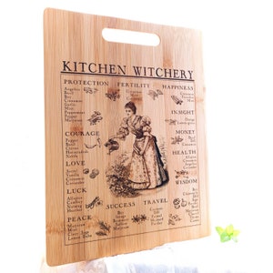 Kitchen Witchery, Kitchen Witch, Engraved Witch Wood burned Decorative cutting board.