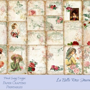 La Belle Rose - Diario a tema rosa vintage, rose, donne vintage, kit diario stampabile, download immediato, materiali per lavori di carta
