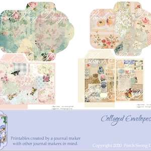 Collaged Papers-Envelopes - Journal Envelopes, Instant Download, Paper Crafting, Scrapbooking, Journal Ephemera, Card Making, Envelopes