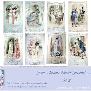 Conjunto de cartões de diário Jane Austen/Regency 2 - Diário Ephemera Regency Era Download instantâneo Printables Vintage Ephemera Porch Swing Designs
